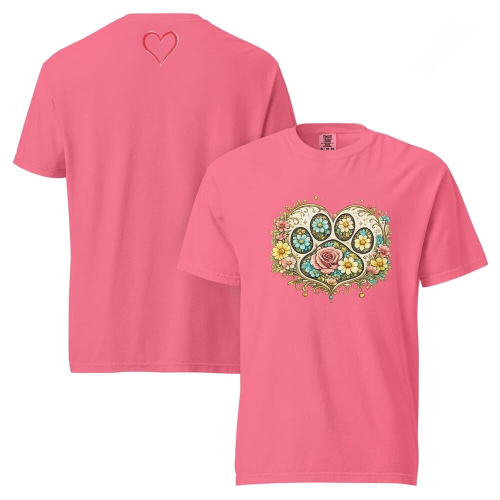 Paw print garment-dyed heavyweight t-shirt